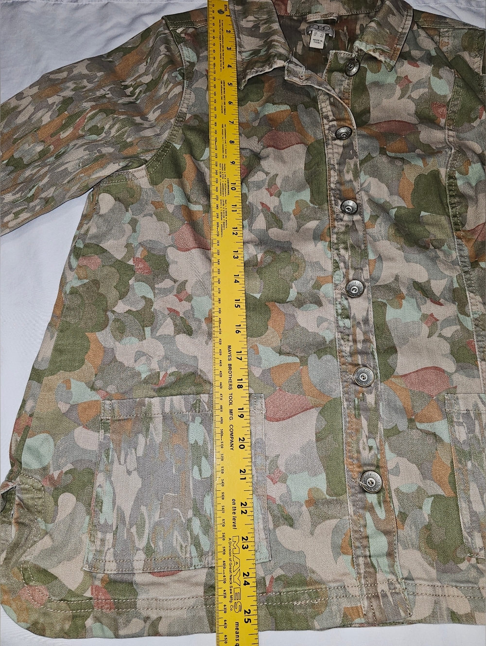 Logo Lori Goldstein Light Weight Camo Print Button Down Jacket Pockets Sz 10 - Picture 9 of 12